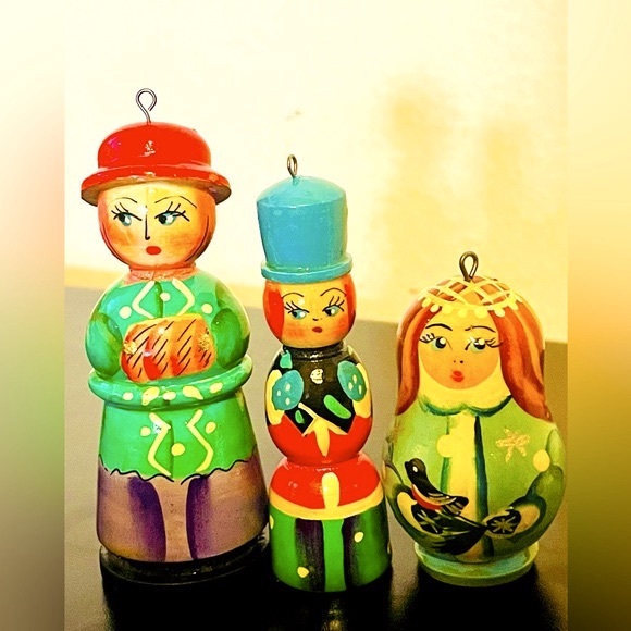 Three Folk Art Handpainted Figurine Ornaments - Picture 11 of 11